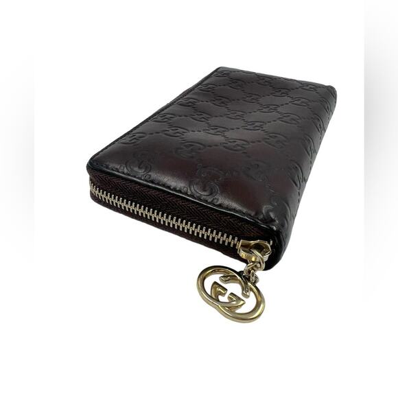 Gucci Vintage Leather Interlocking GG Logo Guccissima Long Zip Around Wallet - Picture 2 of 16